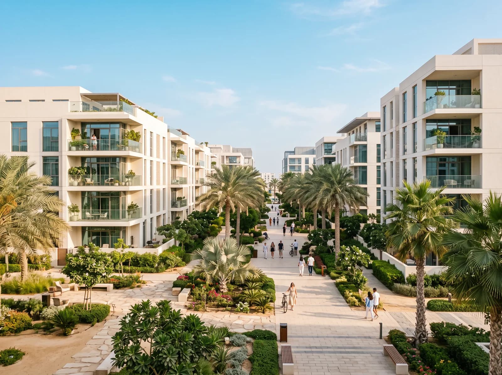 Boulevard im neuen Viertel, Saadiyat Grove (Illustration)