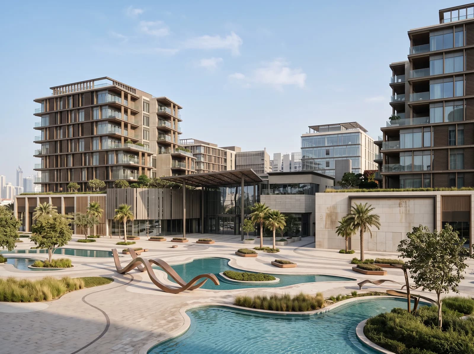 Wohngebäude um einen Poolhof, Saadiyat Grove (Illustration)