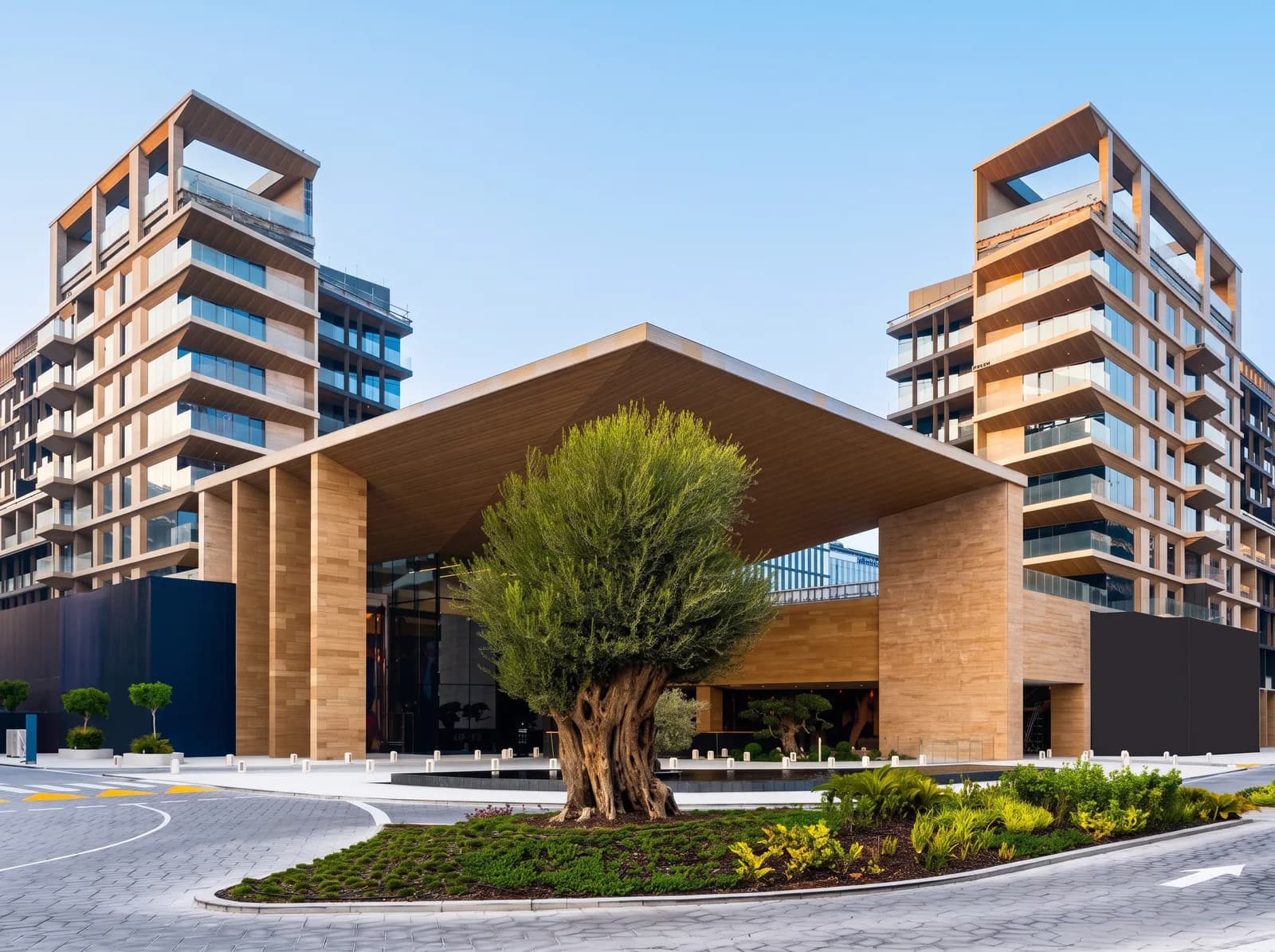 Holzpavillon und Wohngebäude, Saadiyat Grove (Illustration)