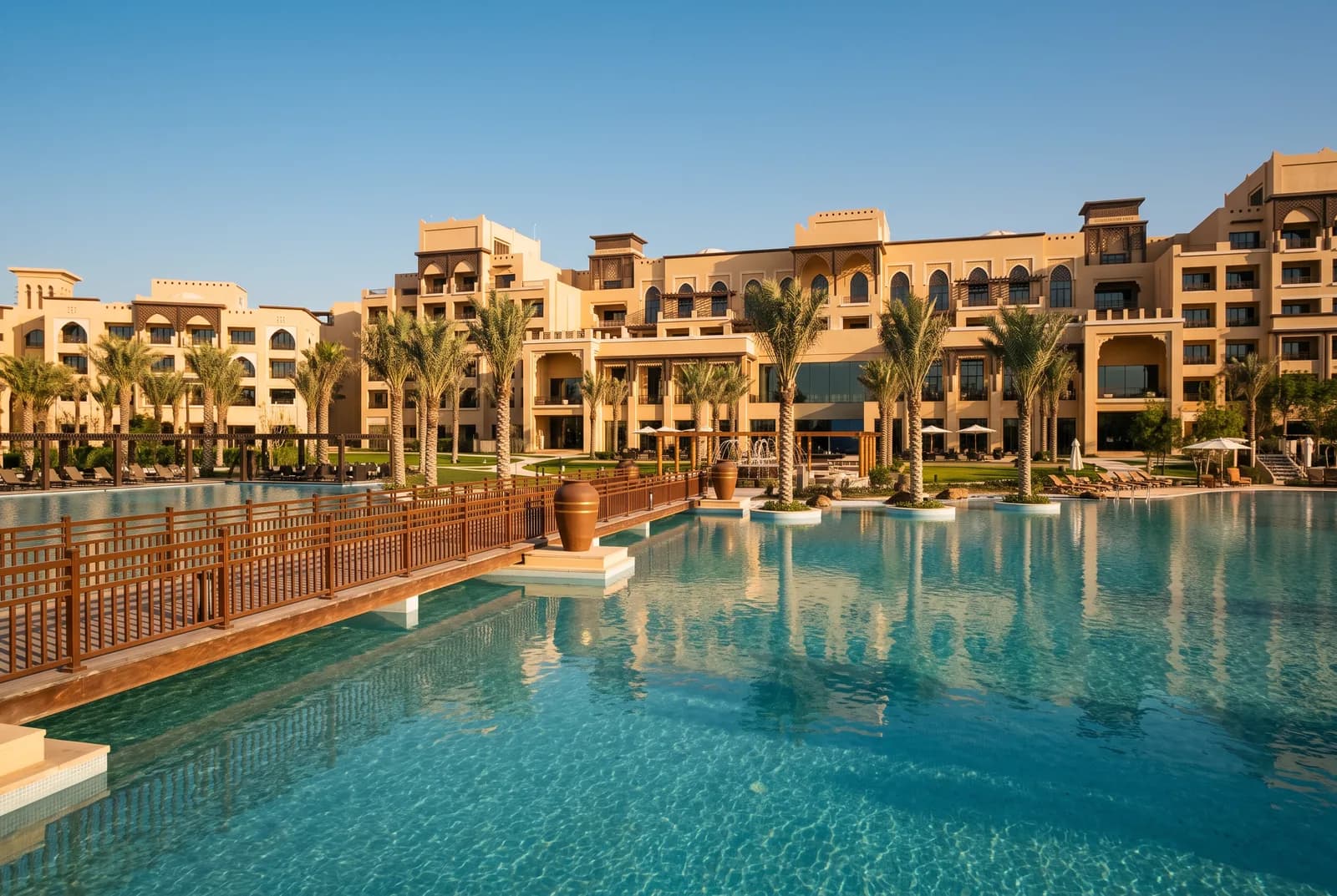 Lagoon pool with a footbridge, Saadiyat Rotana